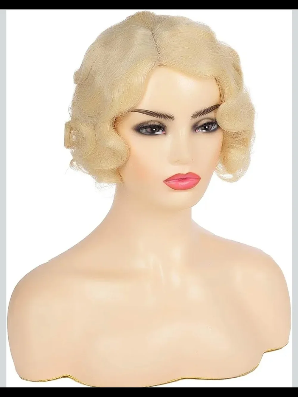 Short Blonde Curly Wig Finger Wave Synthetic Hair for Women 1920s Halloween Cosp